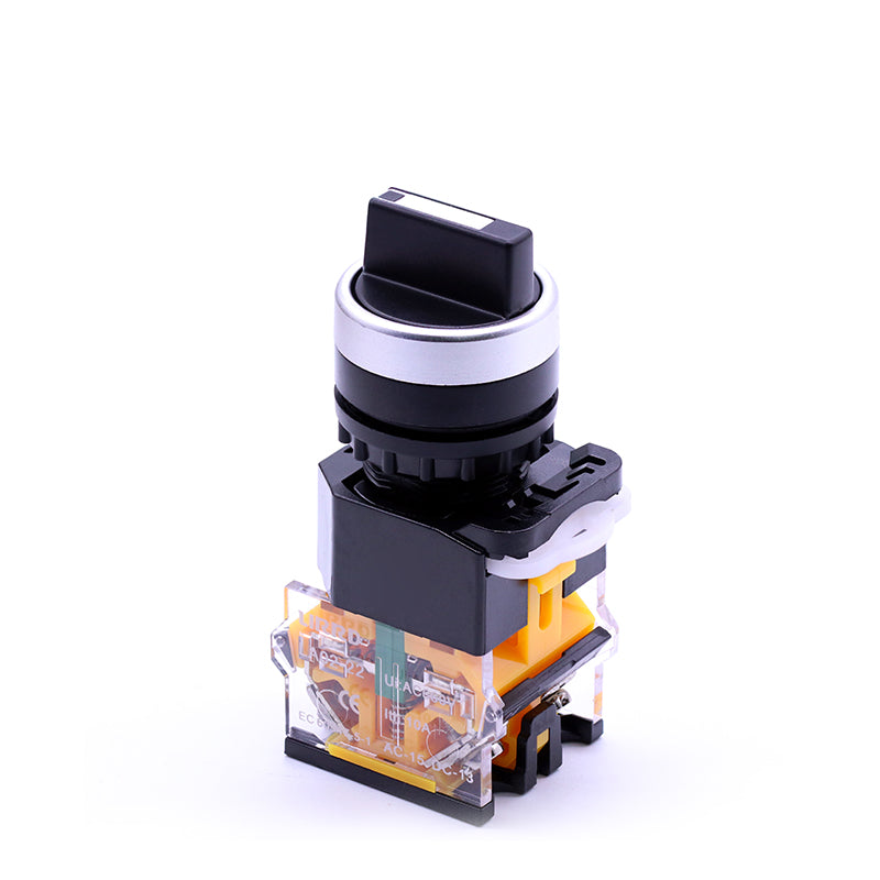 22mm Black Complete Selector Switch 2-Position Stay Put